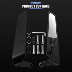 Motorcycle Rearview Mirror Black Wind Wing 360° Adjustable