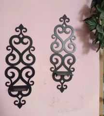 Modern Black Wall Shelves Set of 2 Decorative Wall Art 14"