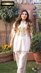 Golden Printed Co-Ord Set Swiss Lawn for Women