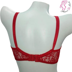 Red Lace Net Bra for Women, Adjustable Straps, Slim Fit