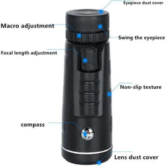 Stylish Black Monocular for Birdwatching & Hiking
