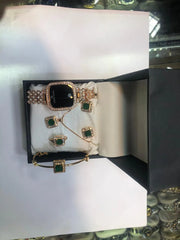 Golden Digital Watch for Women with Chain Strap