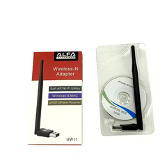 UW11 Alfa Net Wireless-N USB WiFi Adapter with Antenna | 2.4GHz 150/300Mbps High-Speed Network Dongle for PC, Laptop, Windows & Linux – IEEE 802.11b/g/n, Soft AP Utility