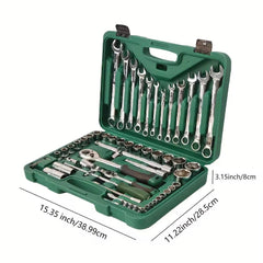 61 Piece Chrome Vanadium Cr V Socket Wrench And Sleeve Tool Set - Tool Set Designed For Hardware Maintenance And Daily Repair Routine