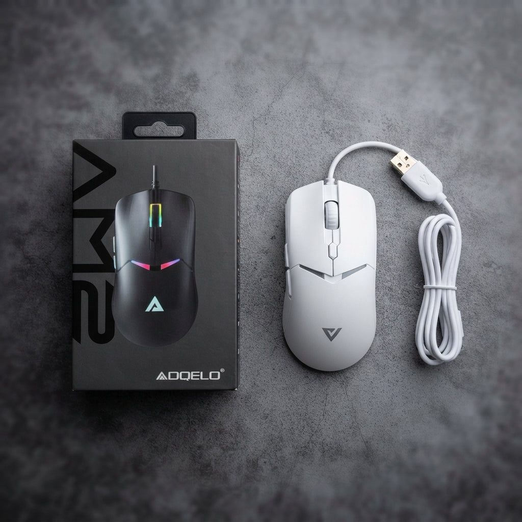 Original AQELO AM 2 Wired RGB Gaming Mouse Ergonomic Design Smooth Tracking Durable Build Bright RGB Lighting For Gamers