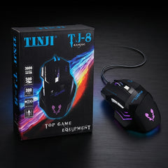 Original TINJI TJ 8 Wired RGB Gaming Mouse Ergonomic Design Smooth Tracking Durable Build Bright RGB Lighting For Gamers
