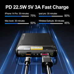 10000Mah Power Bank Slim Portable Charger Pd 22.5W Fast Charging 5V 3A Usb-C Output Battery Pack With Emergency Lighting Compatible Android Phones And Most Electronic Devices