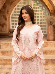 Zarar - U1A Embroidered Lawn Suit Set - 4 Pcs in Tea Pink