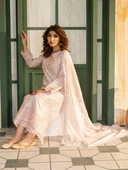 Ziya - U5B Stunning Embroidered Lawn Suit for Women - 3 Pcs Set in Beige