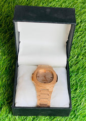 Men's Gold Plated Quartz Watch with Plain Strap