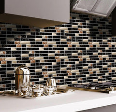 PVC Wall Sticker Set Black Beige Gold 96pcs