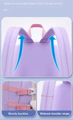Purple Pink Multicolor Casual Backpack for College Girls