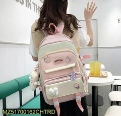 Purple Pink Multicolor Casual Backpack for College Girls