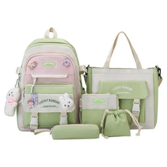 Lucky Bunny Multipurpose Backpack Set 17" Lavender Pink Cream