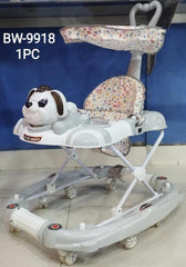 Baby Walker with Dog Face, Purple Floral, 8 Wheels