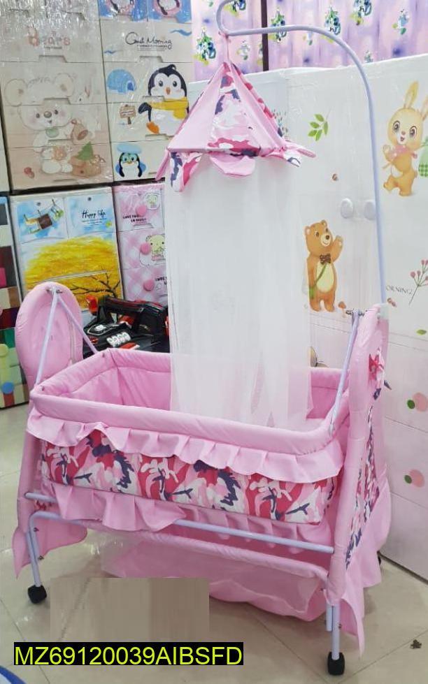 Pink Floral Baby Swing with Mosquito Net