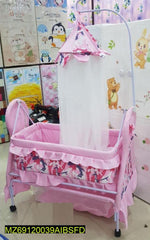 Pink Floral Baby Swing with Mosquito Net