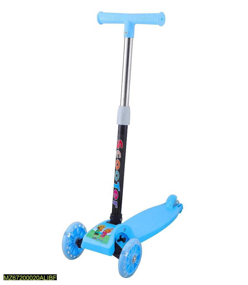 Blue Kids Scooter with Adjustable Handle & Glow Wheels