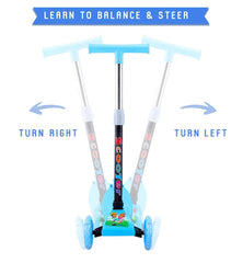 Blue Kids Scooter with Adjustable Handle & Glow Wheels