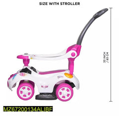 Kids Stroller Riding Car Pink White Plastic Toy with Lights Music