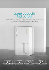 White Power Bank 10000mAh Fast Charge Portable