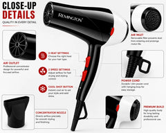 Remington Hair Dryer RM-6002 | 5000W Powerful Hair Dryer with Hot & Cool Air | 2 Speed Settings | Compact Salon Hair Styling Dryer