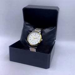 Men's Quartz Watch Stainless Steel Gold Bezel Water Resistant