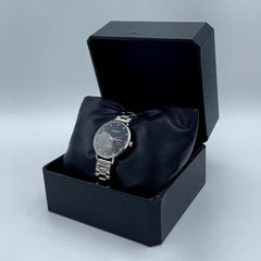 Women Stainless Steel Analogue Watch Dark Blue Crystal Markers