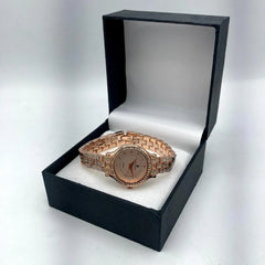 Rose Gold Crystal Watch for Women Wedding Eid Office