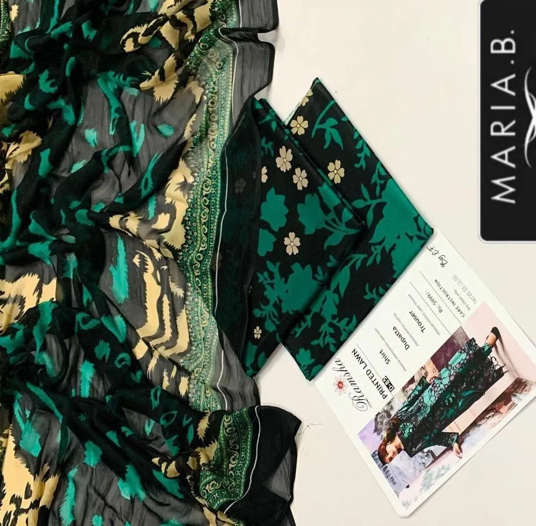 Black Printed Lawn 3Pcs Set for Women