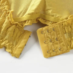 Yellow Padded Bra A Cup Lightweight Net Fabric