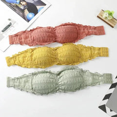 Yellow Padded Bra A Cup Lightweight Net Fabric