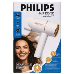 PHILIPS A-20 Hair Dryer | 2500W Salon Performance Hair Dryer | Intelligent Style Adapt Technology |  Negative Ions
