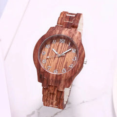 Women's Wood Pattern Digital Watch with Steel Band