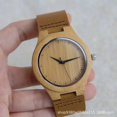 Classic Wooden Belt Watch for Men Women Black Pointer