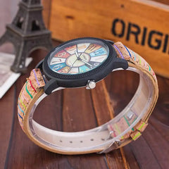 AliExpress New Large Turntable Theme Quartz Watch Wood Grain Belt Casual Style Men's Watch