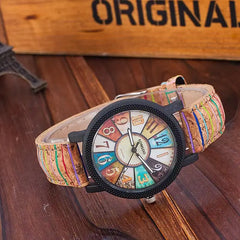 AliExpress New Large Turntable Theme Quartz Watch Wood Grain Belt Casual Style Men's Watch