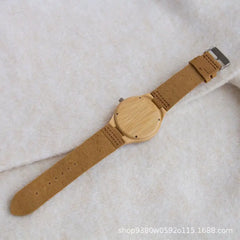 Classic Wooden Belt Watch for Men Women Black Pointer