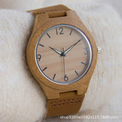 Wooden Belt Watch for Men Women Brown Geometric Pattern