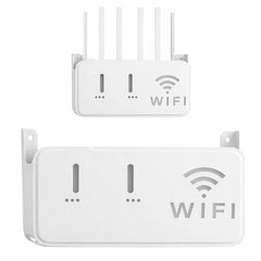 White  WiFi Router Storage Box & Wall Mount Shelf  Universal Cable Organizer | Space-Saving Holder for Modem, Set-Top Box & Smart Devices | Home & Office Use