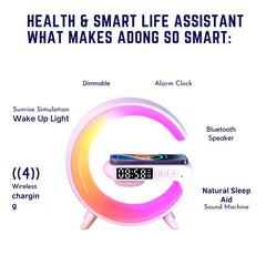 G63 Bluetooth Speaker with Wireless Charger | Atmosphere Wake-Up Light | Bedside Music Lamp | Multi-Mode Lighting