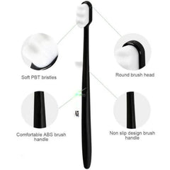 Nano Toothbrush with Travel Case | Ultra Soft Micro-Nano Bristles | For Sensitive Gums, Adults & Kids | Black