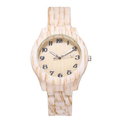 Women's Wood Pattern Digital Watch with Steel Band
