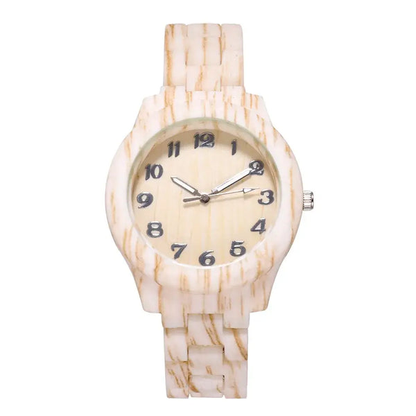 Modern Couple Watch with Large Dial and Sandwood Pattern