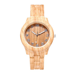 Women's Wood Pattern Digital Watch with Steel Band