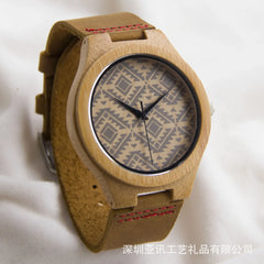 Classic Wooden Belt Watch for Men Women Black Pointer