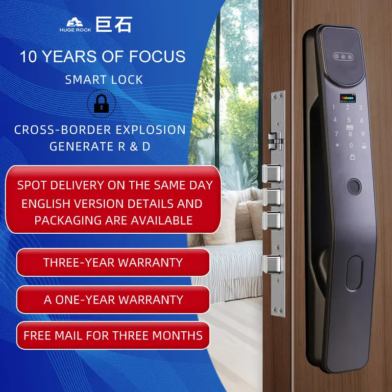 Home-Use Cross-Border Graffiti Smart Lock Fully Automatic Facial Recognition Smart Lock for Entry Doors Fingerprint Password Lock Wholesale
