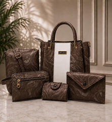 Handbag Set | 5-Piece Elegant Tote Bag Set | Shoulder Bag, Crossbody & Clutch | Premium Fashion Gift