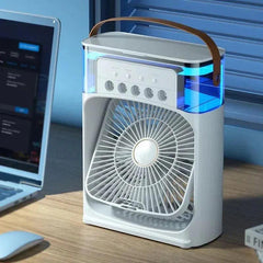 10 inch Portable Air Conditioner Fan Usb Electric Fan With Led Night Light, Fine Mist Water, And Humidifier Function Led Night Light Water Mist Mini Fan