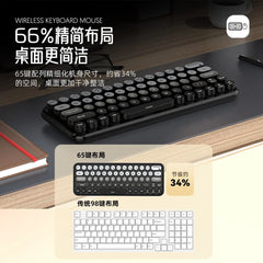 Girls' Office Three-Mode Wireless Bluetooth Keyboard and Mouse Set Gradient Color Computer Notebook Portable Wireless Keyboard
